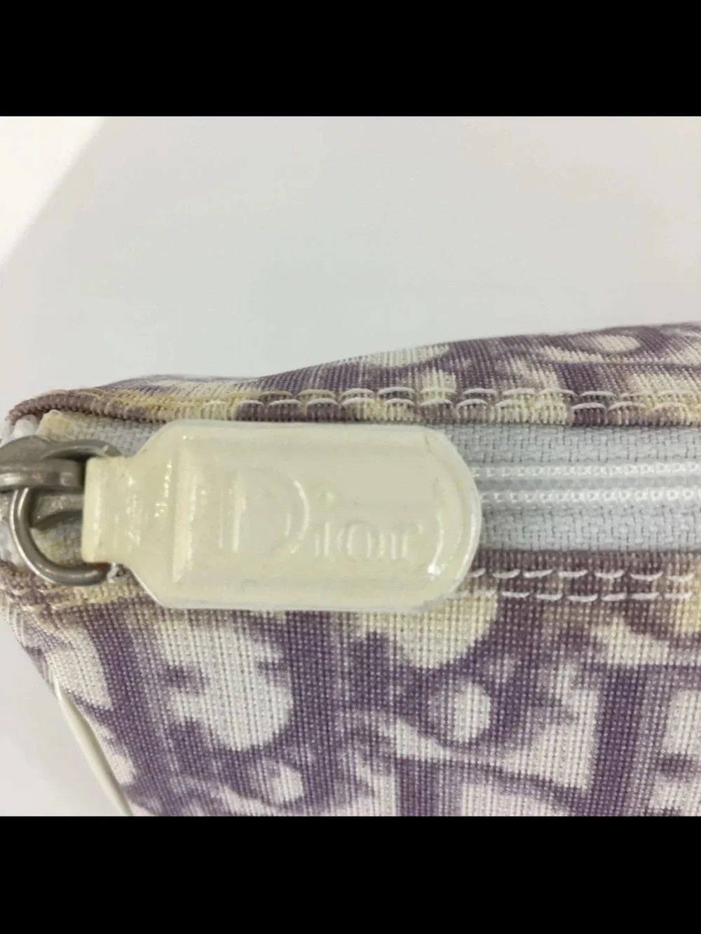 Dior Lilac Monogram Canvas Zip Cosmetic Pouch